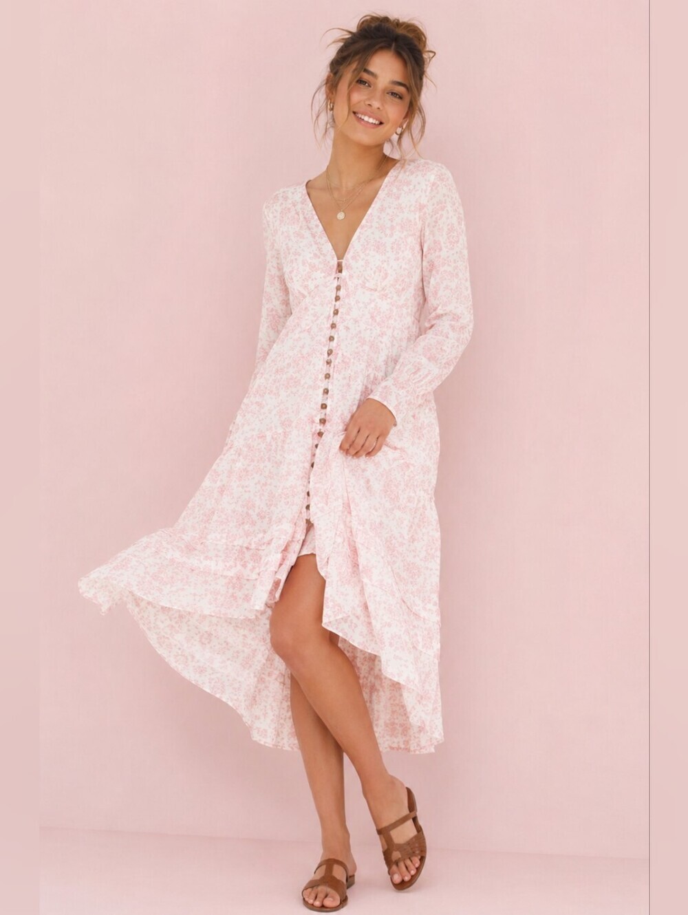 Free People Pappiet Floral MIDI Dress White Size XS 1760